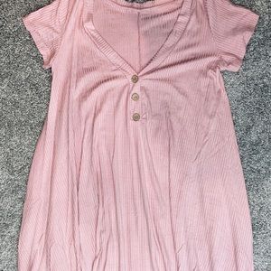 Pink Flowy T-shirt Dress